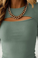 Kadın Uzun Kollu Pencere Detaylı Kaşkorse Bluz