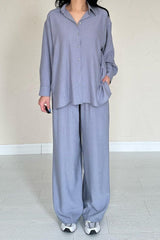 Bej Alice Gömlek Ve Bol Kesim Pantolon Takım