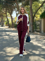 Kadın Hakim Yaka şerit Detay Hırka Ve Bol Paça Pantolon Ikili Takım