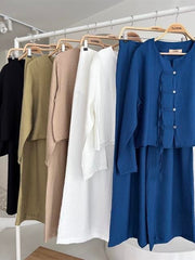 Önü İnce Kordon Detaylı Ve Double Paça Pantolonlu Takım 10180