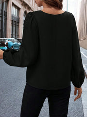 Kadın Uzun Kollu Damla Detaylı Ithal Krep Bluz