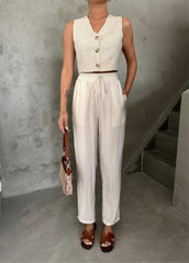 BEL LASTİK DETAYLI MODAL KUMAŞ PANTOLON - Fuşya