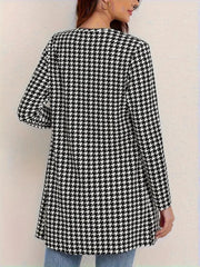 Kadın Uzun Kollu önden Açık Kazayağı Desenli Ceket