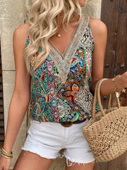 Kadın Askılı V Yaka Dantelli Süprem Bluz