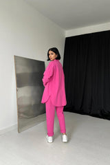 Fuşya Gömlek Ve Çıtçıtlı Pantolon Takım
