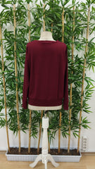 Kadın Uzun Kollu Bisiklet Yaka Desenli Viskon Iki Iplik Bluz