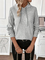 Kadın Uzun Kollu Kapşonlu Bağcıklı şardonlu Kaşkorse Bluz