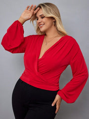 Kadın Uzun Kollu Kruvaze Yaka Sandy Bluz