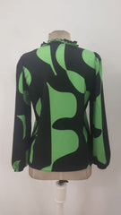 Kadın Uzun Kollu V Yakalı Desenli Modal Bluz