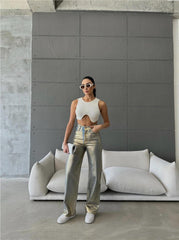 VARAKLI KOT PANTOLON - Gold