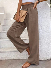 Kadın Yüksek Bel Lastikli Ithal Krep Pantolon