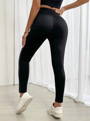 Kadın Yüksek Bel Yan şerit Deri Detay Fermuarlı Dalgıç Tayt