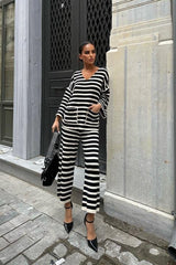 Candy Çizgili Straight Fit Pantolon Takım 9705-015