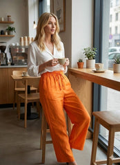 Kadın Yüksek Bel Modal Kumaş Beli Lastik Detay Pantolon