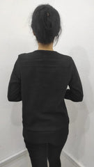 Kadın Uzun Kollu Kruvaze Yaka Kol Ve Etek Ucu Manşet Detay Yumoş Bluz