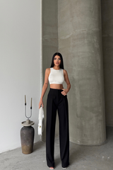 KAPALI GENİŞ PİLE CEP KAPAK DETAYLI PANTOLON - Gri