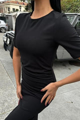 Beli Büzgülü Midi Elbise 2853