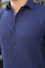 Erkek Uzun Kollu Müslin Kumaş Gömlek