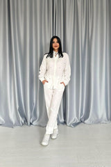 Mor 3 Taş Motifli Gömlek Ve Pantolon Takım