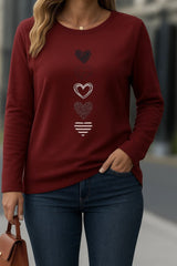 Kadın Uzun Kollu Bisiklet Yaka Desenli Viskon Bluz