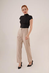 Çift Pens Detaylı Gri Pantolon