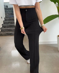 Kadın Yüksek Bel Full Likralı Krep Kumaş Pantolon