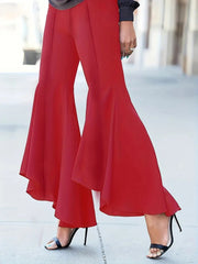 Kadın Yüksek Bel önden Arkaya Uzanan Volanlı Paçalı Janjan Krep Pantolon