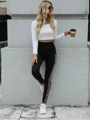 Kadın Yüksek Bel Leopar Desen Ve Cep Detaylı Dalgıç Tayt