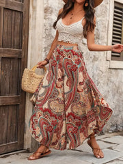 Kadın Yüksek Bel Beli Lastikli Desenli Geniş Paçalı Süprem Pantolon