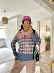 Kadın Uzun Kollu Balıkçı Yaka Bağcıklı Desenli şardonlu Dalgıç Bluz