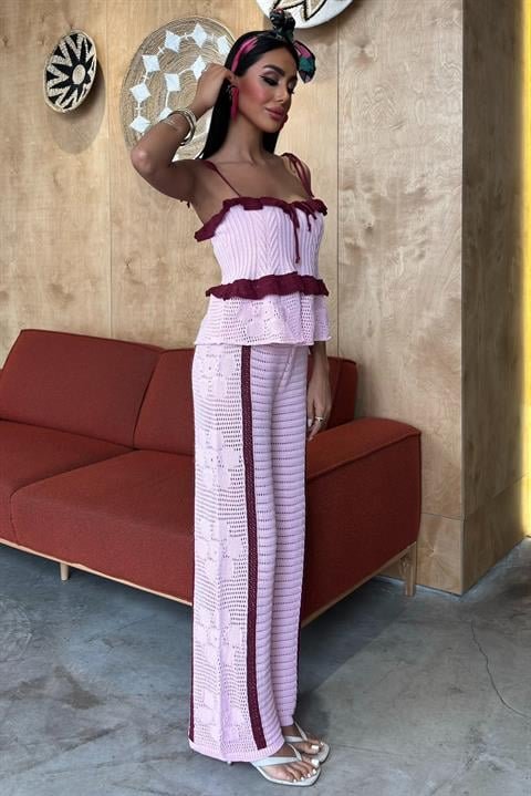 Askılı Bluz Pantolon Triko Takım 10114