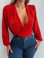 Kadın Uzun Kollu Kruvaze Yaka Sandy Bluz