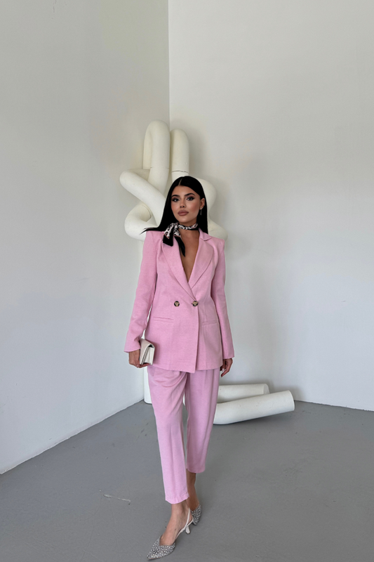 KETEN CEKET - PANTOLON TAKIM - Pembe