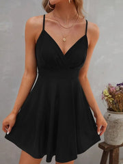 Kadın Ip Askılı Kruvaze Yakalı Kiloş Ithal Krep Elbise