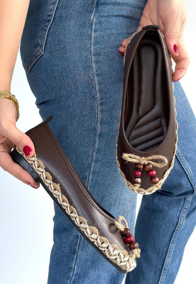 Ilwe Kahverengi Cilt Babet Ayakkabı