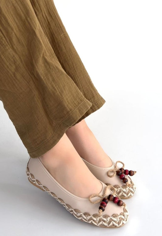 Ilwe Bej Cilt Babet Ayakkabı