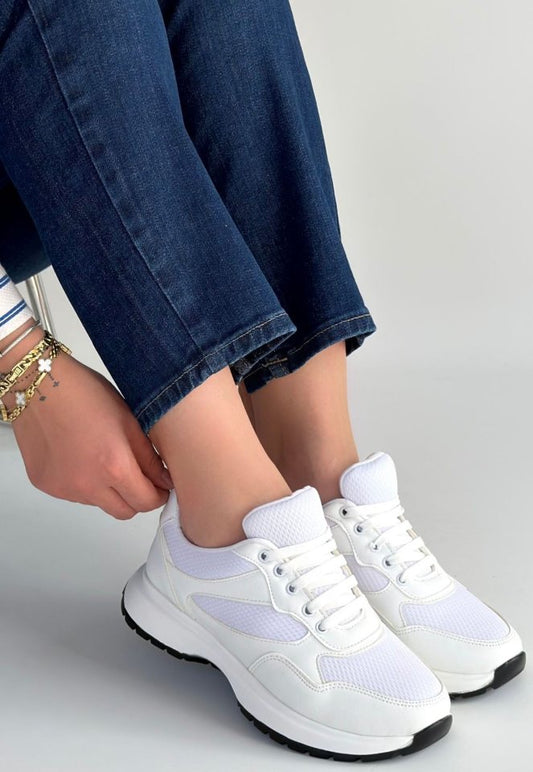 Slar Beyaz Cilt Spor Ayakkabı