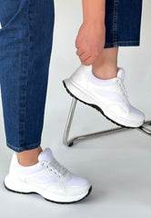 Slar Beyaz Cilt Spor Ayakkabı