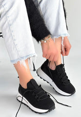 Feort Siyah Triko Bağcıklı Spor Ayakkabı