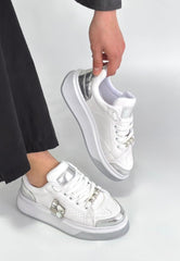 Ceans Beyaz Cilt Bağcıklı Spor Ayakkabı