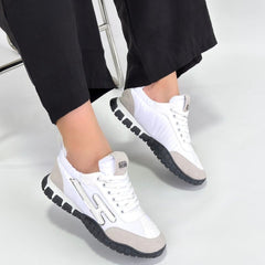 Huer Beyaz Nubuk Bağcıklı Spor Ayakkabı