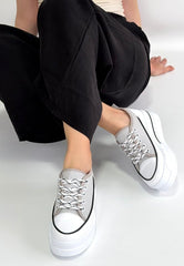 Dalen Gri Keten Bağcıklı Spor Ayakkabı