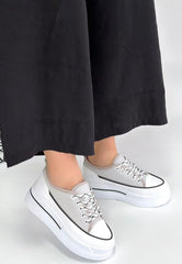 Dalen Gri Keten Bağcıklı Spor Ayakkabı