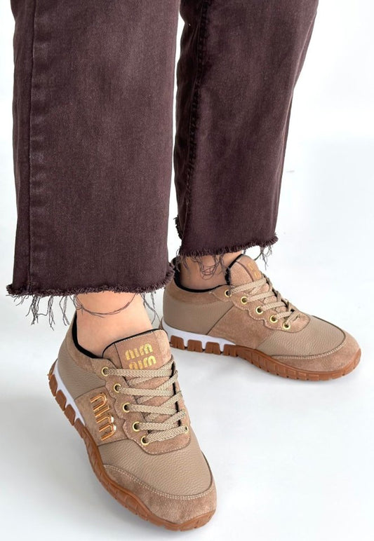 Marje Vizon Cilt Bağcıklı Spor Ayakkabı