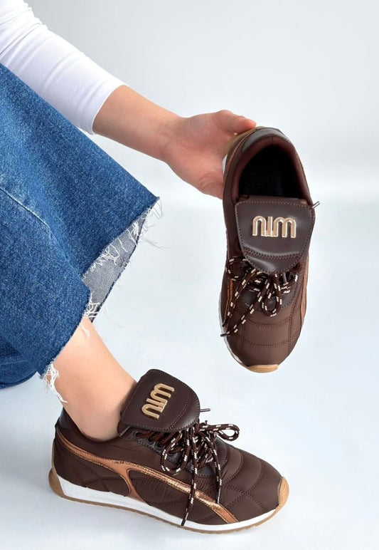 Dissa Kahverengi Cilt Bağcıklı Paraşüt Detaylı Spor Ayakkabı