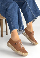 Merja Taba Deri Bağcıklı Spor Ayakkabı