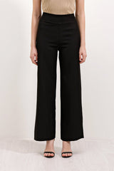 6633 Yüksek Bel Bol Paça Pantolon - Siyah