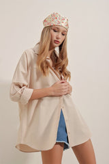 3900 Oversize Uzun Basic Gömlek - Kahverengi