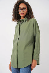 3900 Oversize Uzun Basic Gömlek - Kahverengi