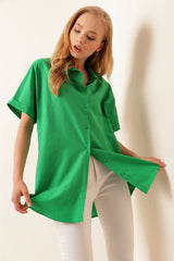 20120 Oversize Kısa Kollu Gömlek - A.Yeşil